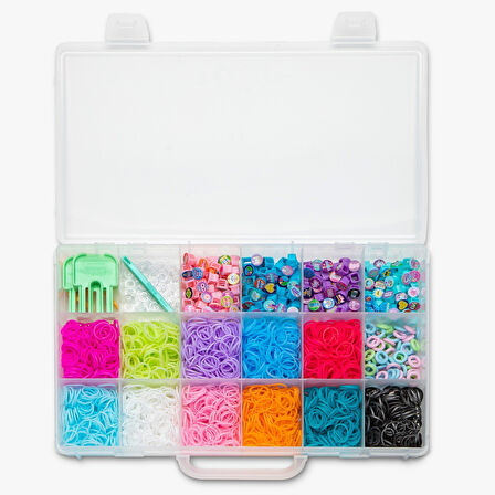 Rainbow Loom Beadmoji Deluxe Set - 2200 Renkli Lastik & 340 Emoji Boncuk, Hızlı Tezgah Dahil