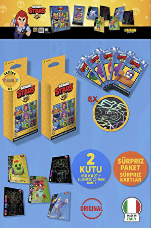 Brawl Stars Panini Resmi Kart Kutusu: 2 Kutu (60 Kart + 6 Limited Edition Kart)
