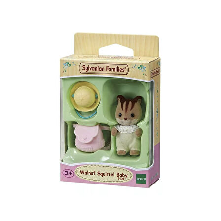 Sylvanian Families Sincap Walnut Squirrel Baby Figür Ceviz Sincabı + Şapka & Çanta Seti - 4/5 CM