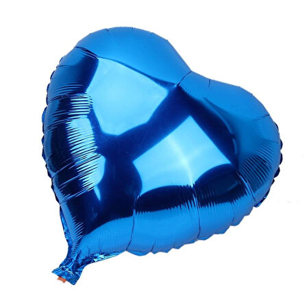 Mavi Kalp Folyo Balon 18 inç 48x48 cm Parti Süsleme Doğum Günü Dekoratif Balon