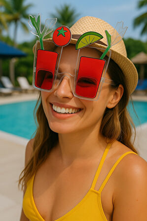 Kokteyl Bardak Tasarımlı Parti Gözlüğü – Eğlenceli Kostüm Aksesuarı