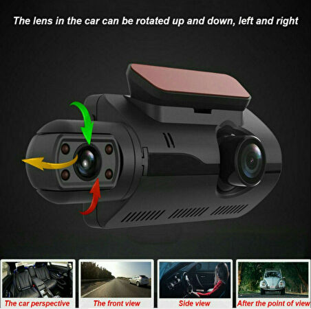 Araç İçi Dual Lens 1080P WiFi DVR Kamera 360° Döner Gece Görüşlü
