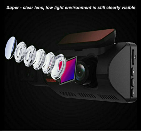 Araç İçi Dual Lens 1080P WiFi DVR Kamera 360° Döner Gece Görüşlü