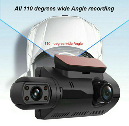 Araç İçi Dual Lens 1080P WiFi DVR Kamera 360° Döner Gece Görüşlü