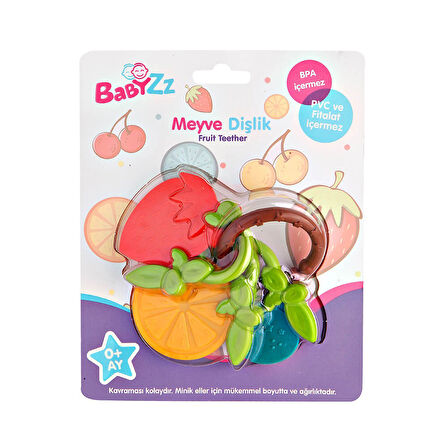 Babyzz Meyve Desenli Diş Kaşıyıcı – BPA, PVC ve Fitalat İçermeyen Güvenli Bebek Oyuncağı