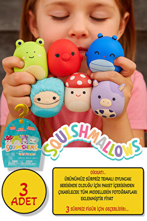 Squishmallows Squooshems – 3 Adet - 6.5 CM VIP Sürpriz Yumuşacık Koleksiyon Oyuncağı Seri 11