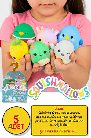 Squishmallows Squooshems – 5 Adet - 6.5 CM Sürpriz Yumuşacık Koleksiyon Oyuncağı Seri 8