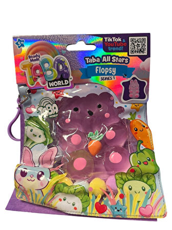 Taba World Flopsy Şeffaf Tavşan Squishy Oyuncak Seri 1 Pom Pomlu ve Anahtarlıklı