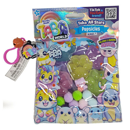 Taba World Pupscicles Glow Şeffaf Dondurma Squishy Oyuncak Seri 1 Pom Pomlu