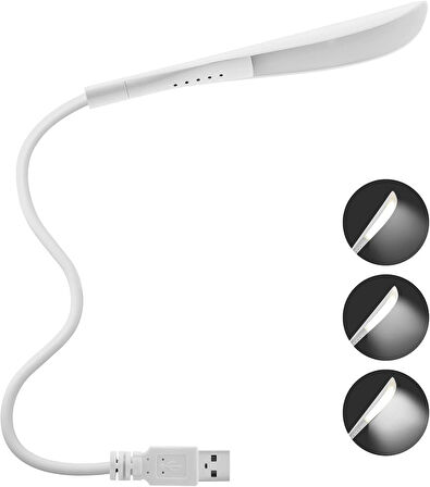 Bilgisayar Usb Led Okuma Lambası 14 Led 3 Kademe Dokunmatik Kısılabilir Işık 360° Esnek Kuğu Boynu
