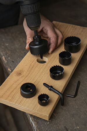 6 Parça Buat Açma Seti 38-54 mm Profesyonel Delik Panç Testere Matkap Ucu Seti