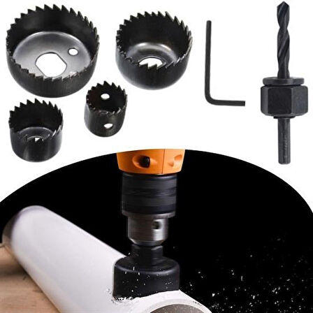 6 Parça Buat Açma Seti 38-54 mm Profesyonel Delik Panç Testere Matkap Ucu Seti