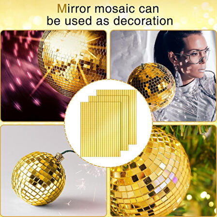 1’li Kendinden Yapışkanlı Gold Ayna Mozaik Disco Sticker Duvar Çerçeve Eşya Dekoratif Kaplama 30x30