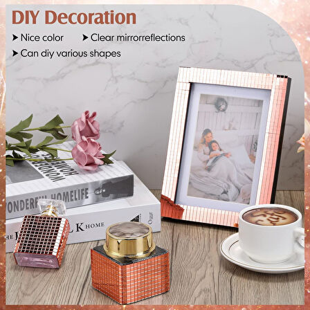 2’li Kendinden Yapışkanlı Rose Ayna Mozaik Disco Sticker Duvar Çerçeve Eşya Dekoratif Kaplama 30x30