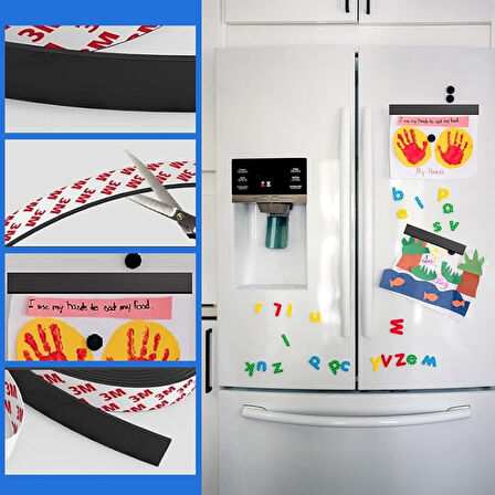 Kendinden Yapışkanlı Manyetik Şerit Bandı Esnek Kolay Kesim Mıknatıslı Güçlü Tutunan Bant 1M X 2 CM