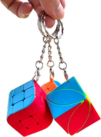 3’lü Set Rübik Akıl Küpü Anahtarlık Mini Zeka Küpleri Hızlı Dönüşlü Dayanıklı Oyuncak