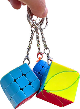 3’lü Set Rübik Akıl Küpü Anahtarlık Mini Zeka Küpleri Hızlı Dönüşlü Dayanıklı Oyuncak