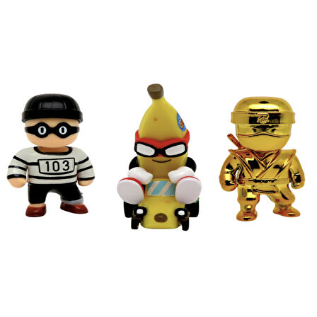 Stumble Guys 3'lü Mini Figür Seri 4 - Inmate 613 Peel Out Golden Sensei