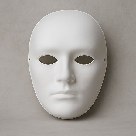 Beyaz Maske ve Siyah Kapüşonlu Pelerin Gizemli Kostüm Kombinasyonu Seti - 120 CM