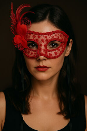 3 lü Dantel Desenli Çiçek Ve Tüylü Parti Maske Seti - 3 ADET