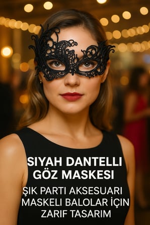 Siyah Dantelli Göz Maskesi Şık Parti Aksesuarı Maskeli Balolar İçin Zarif Tasarım
