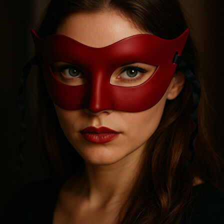Koyu Kırmızı Maske Parti Kostüm Aksesuarı Yetişkin Kadın İçin Şık Tasarım Göz Maskesi