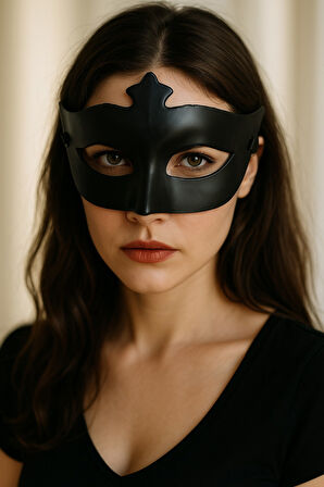 Siyah Maske Parti Kostüm Aksesuarı Şık Tasarım Yüz Maskesi Maskeli Balo İçin Uygun Model