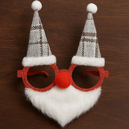 Yılbaşı Gözlüğü Noel Baba Sakallı Şapkalı Parti Aksesuarı Komik Fotoğraf Çekimi Gözlük Modeli