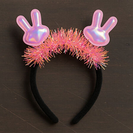 KPop Kore Style Yılbaşı Yeni Yıl Parıltılı Çocuk Tavşan Kulaklı Taç Parti Işıltılı Kız Aksesuarı