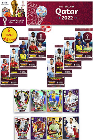 Dünya Kupası Panini FIFA 2022 Adrenalyn XL Qatar World Cup Trading Kartı (8 Paket 64 Kart)