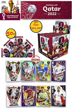 Dünya Kupası Panini FIFA 2022 Adrenalyn XL Qatar World Cup Trading Kartı (50 Paket 400 Kart)