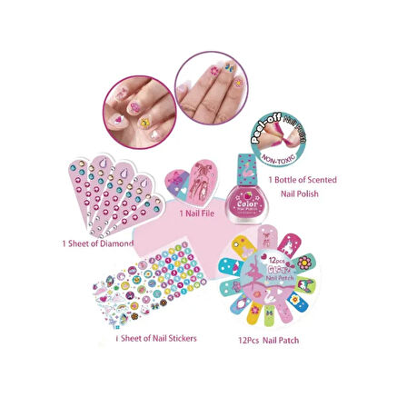100 Parça Tırnak Süsleme Seti Tokidas Nail Art Çocuk Oje Çıkartma Sticker 5 YaşÜzeri Kızlara Özel Ek