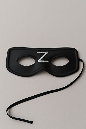 Zorro Çocuk Maskesi Z İşaretli Lastikli Dayanıklı Klasik Kostüm Aksesuarı - (6-12 Yaş Arası)