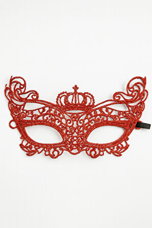 Çift Taraflı Dantelli Siyah Kırmızı Maske Parti Aksesuarı Şık Yüz Maskesi Model - 1