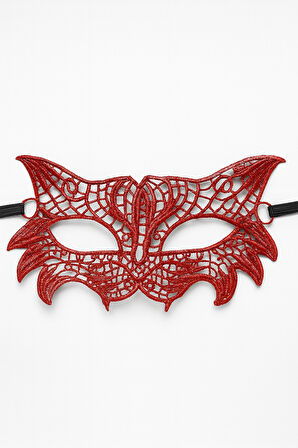Dantelli Çift Renk Siyah Kırmızı Maske Şık Parti Kostüm Aksesuarı Kadın Yüz Maskesi Model - 6