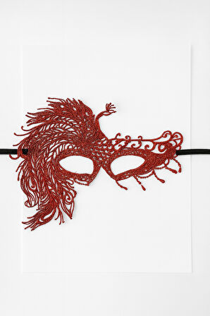 Çift Taraflı Kullanılan Siyah Ve Kırmızı Simli Maske Şık Parti Kostüm Aksesuarı Göz Maskesi Model -9