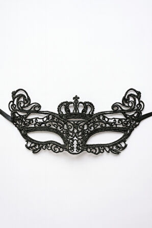 Siyah Dantel Taçlı Göz Maske Kadın Masquerade Kostüm Aksesuar Parti Maskesi - Model 11