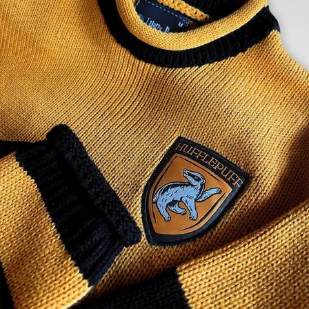 Harry Potter Hufflepuff Quidditch Kazak Lisanslı Sarı Siyah Örme Sweatshirt Unisex - XS Beden