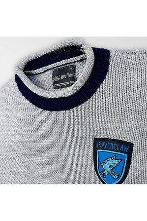 Harry Potter Ravenclaw Quidditch Sweatshirt Lisanslı Örme Kazak Mavi Gri Unisex - M Beden