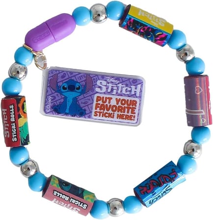 Disney Stitch Sticki Rolls Yapıştır-Çıkar 120 Çıkartma Takı Seti Bileklik+Kolye Kawaii