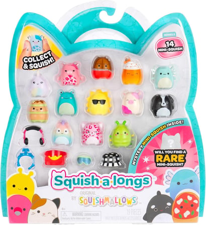 Squishmallows 14'lü Squish-a-longs Mini-Squish Paket Wave 3 Figür Seti Aksesuar Hediyeli