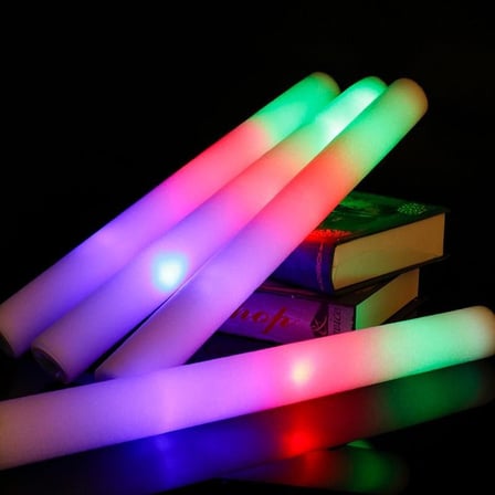 LED Köpük Işık Çubuğu 2 Adet 40 cm RGB Işıklı Parti Konser Düğün Doğum Günü Eğlence Çubuğu Tek Mod