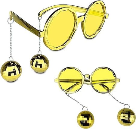 Gold Disco Toplu Parti Gözlüğü Yetişkin Kostüm Aksesuarı Retro Festival Yılbaşı Kadın Erkek Eğlence
