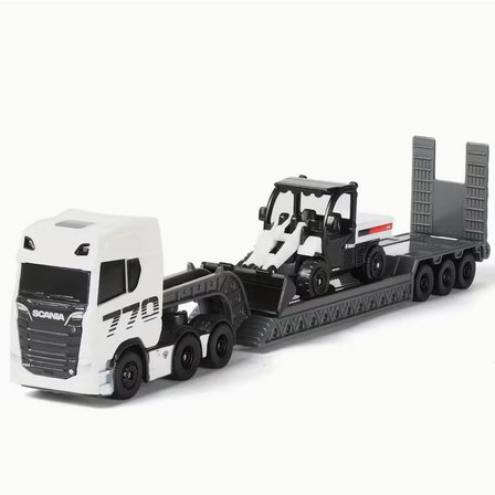 Scania 770 S 1:87 Die-Cast Taşıyıcı Tır ve Kepçeli İnşaat Aracı Seti 22.5 cm