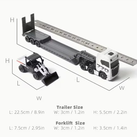 Scania 770 S 1:87 Die-Cast Taşıyıcı Tır ve Kepçeli İnşaat Aracı Seti 22.5 cm