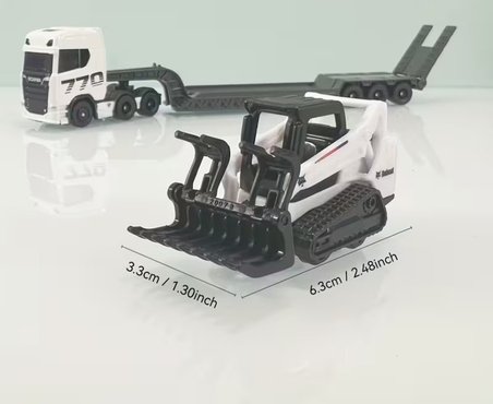Scania 770 S 1:64 Metal Taşıyıcı Tır Bobcat Paletli Kepçe Koleksiyon 22.5 cm