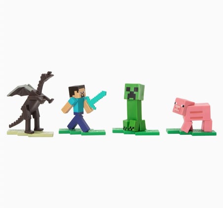 Minecraft Micro Collection 4lü Figür Seti Steve Creeper Ender Dragon Pig 4 Adet 5 cm
