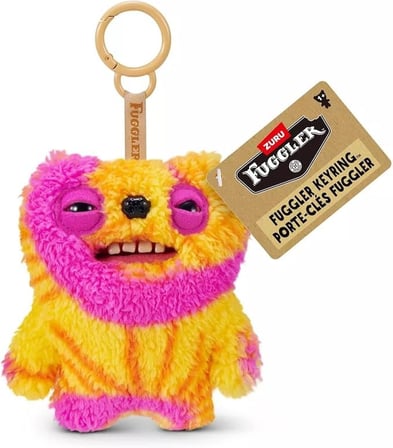 Fuggler Sarı Pembe Peluş Anahtarlık Seri 6 Orijinal ZURU Koleksiyon Çanta Süsü Anahtarlık 11,5 cm