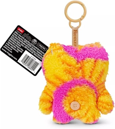 Fuggler Sarı Pembe Peluş Anahtarlık Seri 6 Orijinal ZURU Koleksiyon Çanta Süsü Anahtarlık 11,5 cm