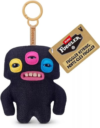 Fuggler Siyah Annoyed Alien Peluş Anahtarlık Seri 6 Orijinal ZURU Koleksiyon Çanta Süsü 11,5 cm
